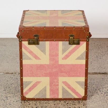 A London Trunk in Union Jack in the Style of Timothy Oulton