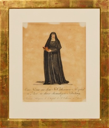 A Gold Leaf-Framed 18th-Century Bookplate of a Hospital Nun