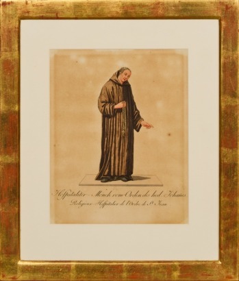 A Gold Leaf-Framed 18th-Century Bookplate of a Hospital Monk of the Order of Saint John
