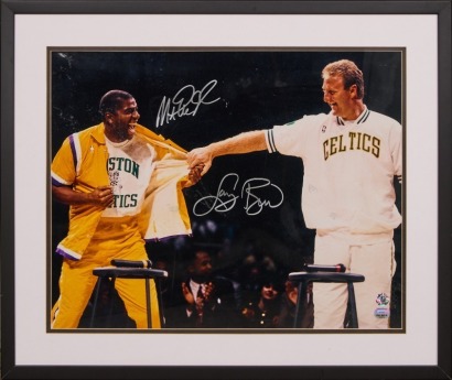 A Signed Photo by Magic Johnson and Larry Bird