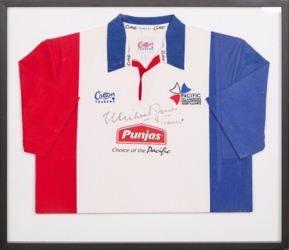 A Pacific Islanders Rugby Union Jersey Signed by Michael Jones