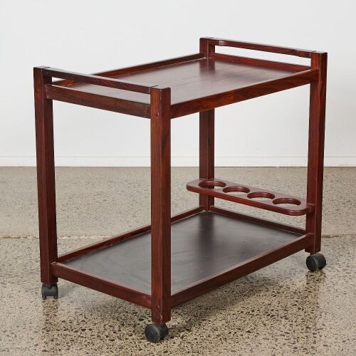 A Mid-Century Rosewood Bar Cart
