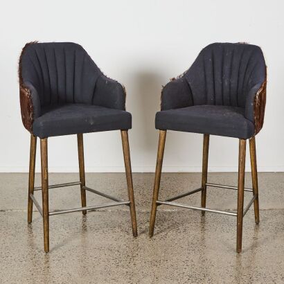 A Pair of Cowhide Bar Stools