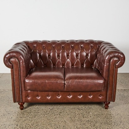 A Two Seater Oxford Chesterfield Style Sofa