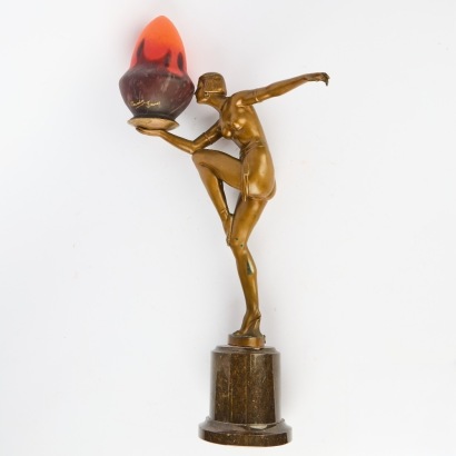 A Signed Charles Schneider French Art Deco Balustrade Lamp c.1920s