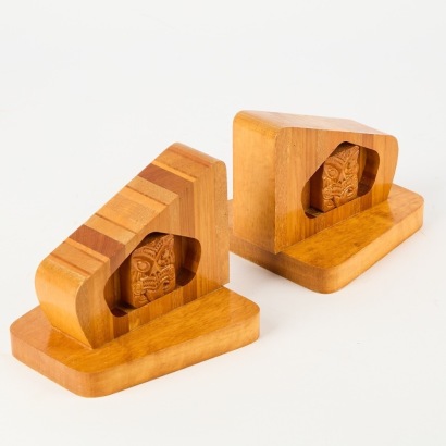 A Pair of Vintage Sovereign Native Wood Book Ends