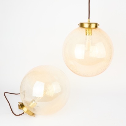 A Pair of Handblown Glass Pendants