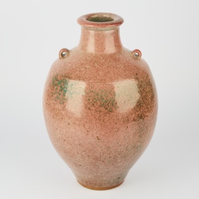 A Paul Fisher Large Vase In A Purple Crackle Glaze