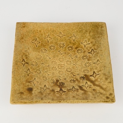 A John Chappell Square Platter In An Ash Glaze