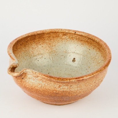 A Large Len Castle Pouring Bowl in a Shino Glaze