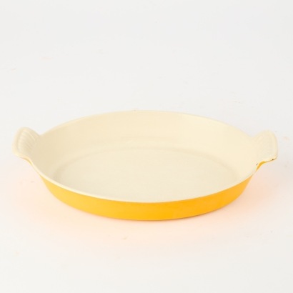 A Vintage Le Creuset Yellow Cast Iron Dish