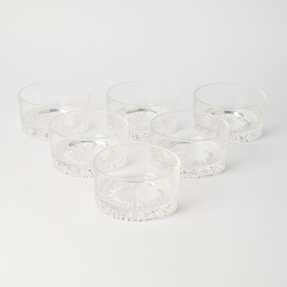 A set of six Swedish Mid-Century Ice Glass Dessert Bowls