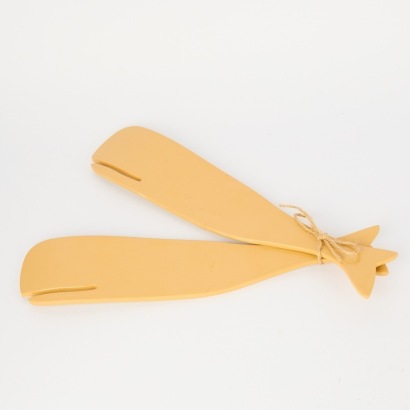 A pair of Wooden Whale Salad Servers