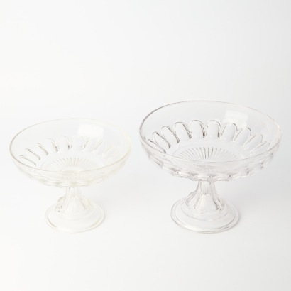 A Pair of Glass Pedestal Compotes (One Medium, One Large)