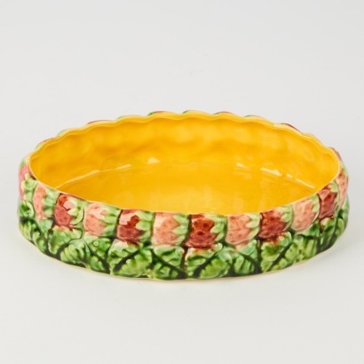 A Sarreguemines French Majolica Strawberry Bowl
