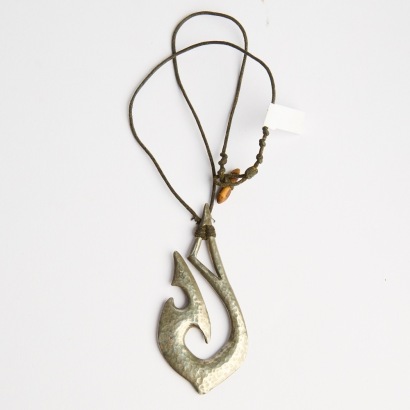 A Pewter Maui Fishook Necklace by Nigel Boyd