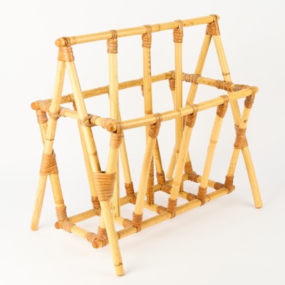 A Mid-Century Cane Magazine Rack