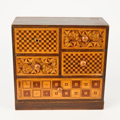 A Miniature Japanese Marquetry Chest AF