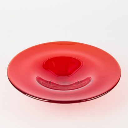 A Hand-Blown Scandinavian Ruby Glass Bowl