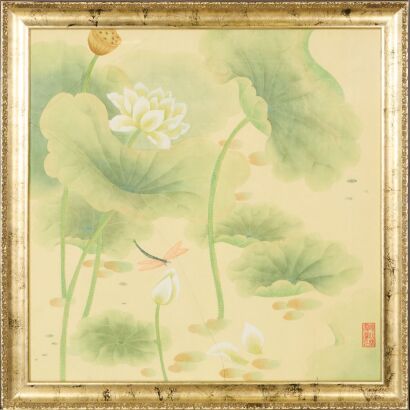 A Chinese Painting of Lotus in Silk (Framed) A/F