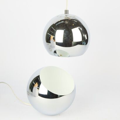 A Pair of Benny Frandsen Ball Chrome Pendant Lights