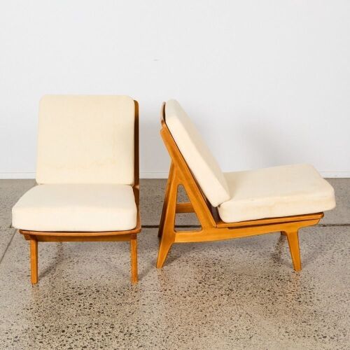 A Pair of FD172 Slipper Chairs by Peter Hvidt and Orla M0lgaard-Nielsen, Denmark, 1960s
