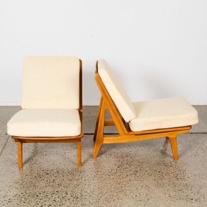 A Pair of FD172 Slipper Chairs by Peter Hvidt and Orla M0lgaard-Nielsen, Denmark, 1960s