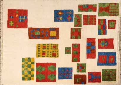 A Wool Rug with Geometric Design