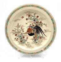 A Japanese Meiji Periond Satsuma Plate decorated with rooster