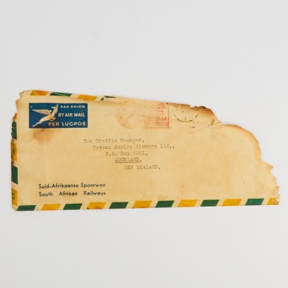 A South African Letter which Survived a Qantas Plane Crash, Mauritius 1960