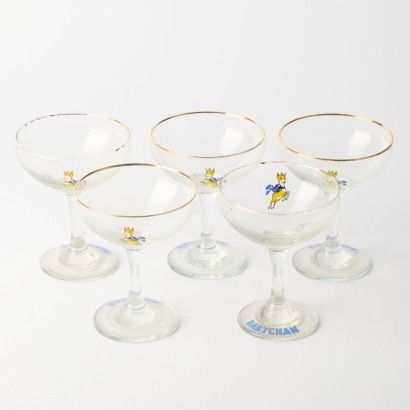 A Rare Set of Five Vintage Babycham Glasses c.1970s