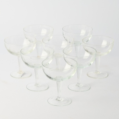 A Set of Eight Etched Vintage Champagne Coupes