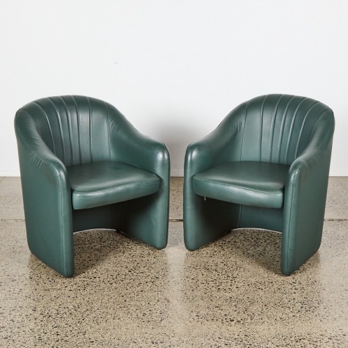 A Pair of Post Modern Leather Tub Chairs