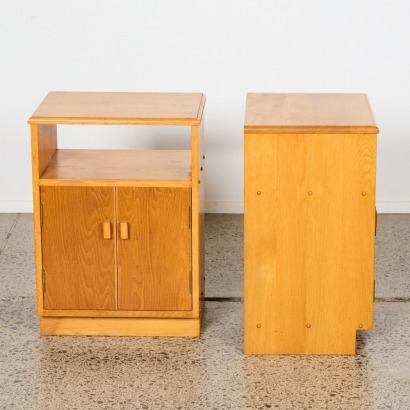 A Pair of Teak & Oak Mid Century Bedside Cabinets