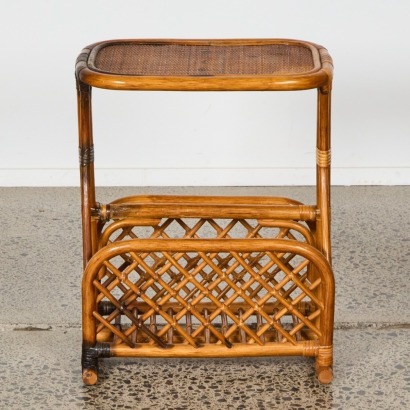 A Cane Side Table With Storage