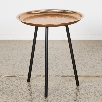 A Hand Hammered Metal Side Table