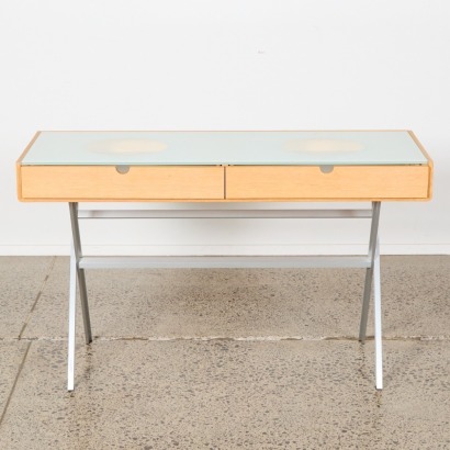 A Glass Top Hall Table with Drawers