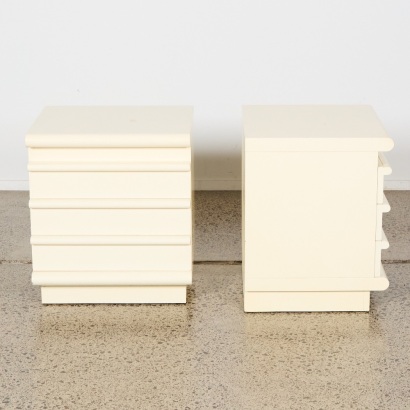 A Pair of Postmodern Lacquered Bedside Cabinets