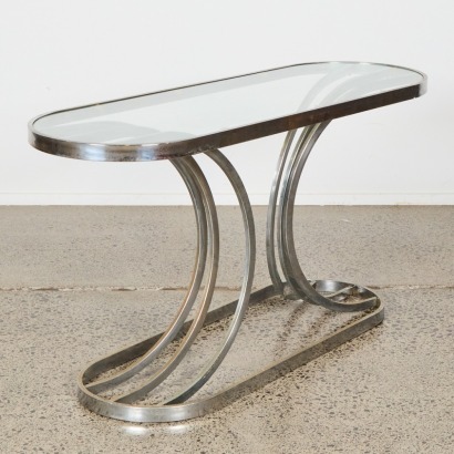 An Art Deco Style Chrome and Glass Console