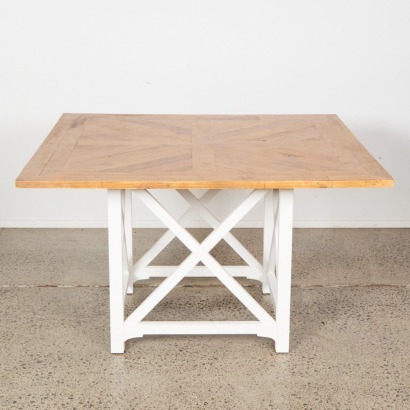 A Square Rustic Country Dining Table