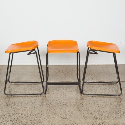 A Trio of Sebel Proteus Bar Stools In Orange