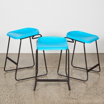 A Trio of Sebel Proteus Bar Stools In Blue