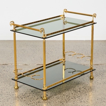 A Mid-Century Hollywood Regency Brass Cocktail Station
