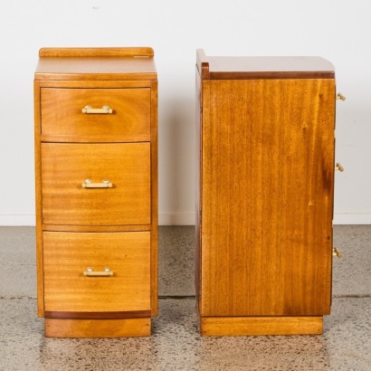 A Pair of Art Deco Mahogany Bedside Cabinets