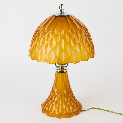A Davidson Art Deco Style Amber Glass Good Companion Table Lamp