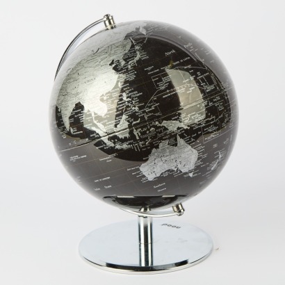 A World Globe by Nood in Silver and Black
