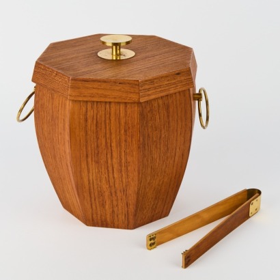A Mid-Century Ice Bucket with Tongs