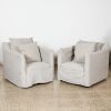 A Pair of MCM Bauhaus Linen Covered Contemporary Chairs