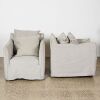 A Pair of MCM Bauhaus Linen Covered Contemporary Chairs - 2