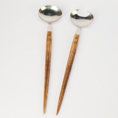 A pair of Tall Mid-century Salad Servers